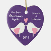 Ons eerste kerstfeest samen Tortelduifjes-versieri Keramisch Ornament (Rechts)