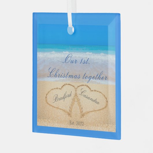 Ons eerste kerstfeest samen | Zand Glas Ornament (Voorkant links)