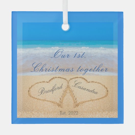 Ons eerste kerstfeest samen | Zand Glas Ornament (Voorkant)