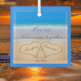 Ons eerste kerstfeest samen | Zand Glas Ornament
