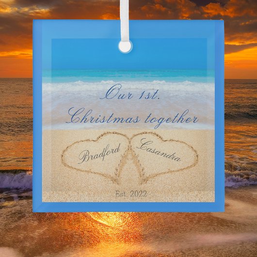 Ons eerste kerstfeest samen | Zand Glas Ornament