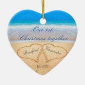 Ons eerste kerstfeest samen | Zand Keramisch Ornament (Voorkant)