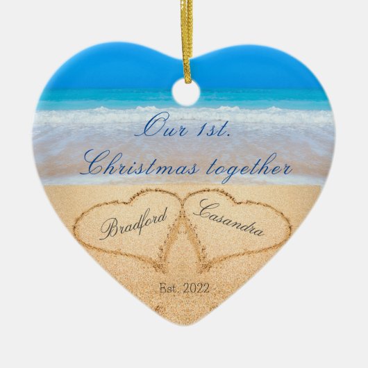 Ons eerste kerstfeest samen | Zand Keramisch Ornament (Voorkant)