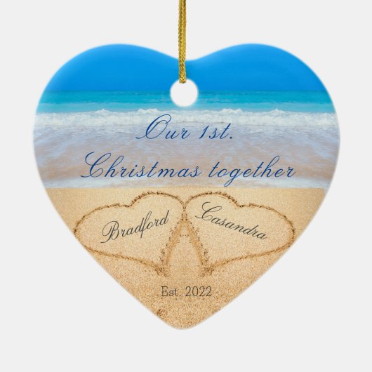 Ons eerste kerstfeest samen | Zand Keramisch Ornament (Achterkant)