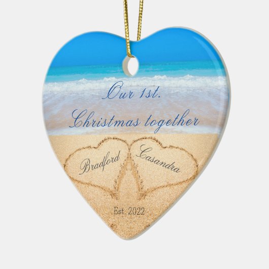 Ons eerste kerstfeest samen | Zand Keramisch Ornament (Links)