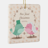 Ons eerste kerstfeest Tortelduifjes-ornament Keramisch Ornament (Rechts)