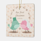 Ons eerste kerstfeest Tortelduifjes-ornament Keramisch Ornament (Links)