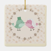 Ons eerste kerstfeest Tortelduifjes-ornament Keramisch Ornament (Achterkant)