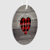 Ons eerste kerstfeest was een handvol letterhart ornament (voorkant)