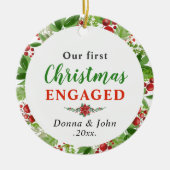 Ons eerste kerstfeest | Waterverf Wreath Keramisch Ornament (Voorkant)