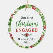 Ons eerste kerstfeest | Waterverf Wreath Keramisch Ornament (Links)