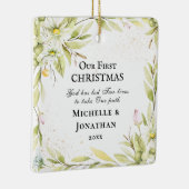 Ons eerste kerstFloral-Inspirerend citaat Keramisch Ornament (Rechts)