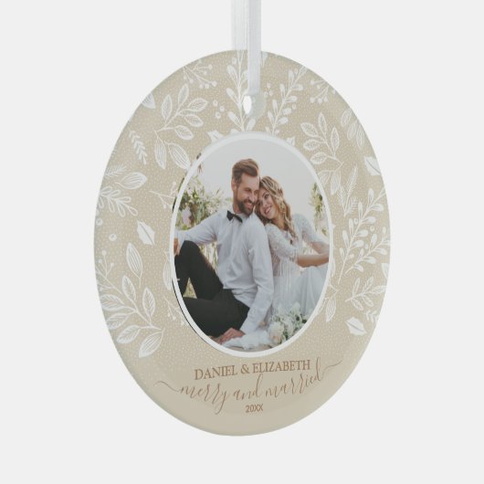 Ons eerste kerstfoto Ivory Glass Ornament (Voorkant Rechts)