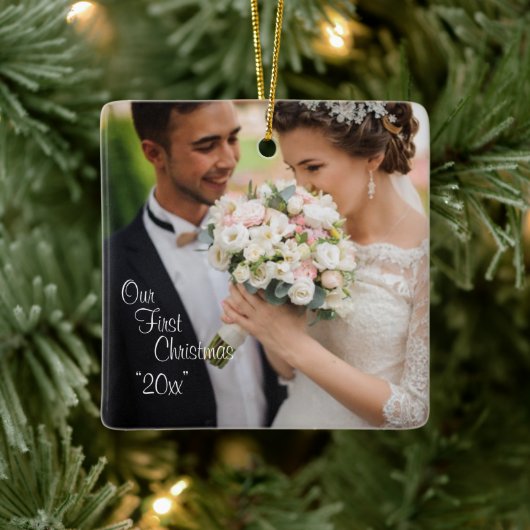 Ons eerste kerstfotojaar Personaliseert feestdag Keramisch Ornament (Boom)