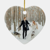 Ons eerste kerstgehuwd cadeauscript met cadeaus keramisch ornament (Achterkant)