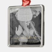 Ons eerste kersthandfotosjabloon met brieftekst metalen ornament (Links)