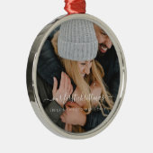 Ons eerste kersthandfotosjabloon met brieftekst metalen ornament (Rechts)