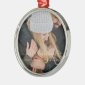 Ons eerste kersthandfotosjabloon met brieftekst metalen ornament (Links)