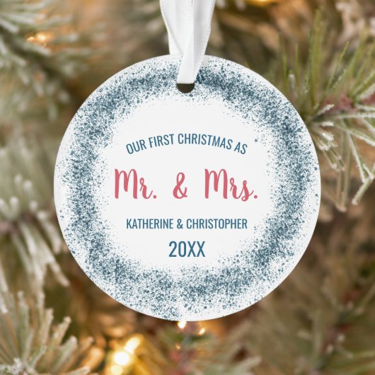 Ons eerste kersthuwelijk | Blauw glitter Ornament (Boom)