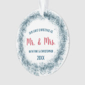 Ons eerste kersthuwelijk | Blauw glitter Ornament (voorkant)