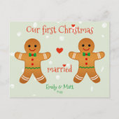 Ons eerste kersthuwelijk - Cute Gingerbrood Men Briefkaart (Voorkant)