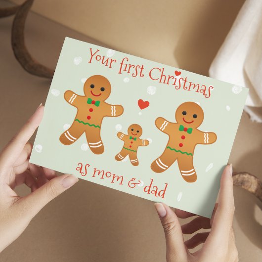 Ons eerste kersthuwelijk - Cute Gingerbrood Men Briefkaart