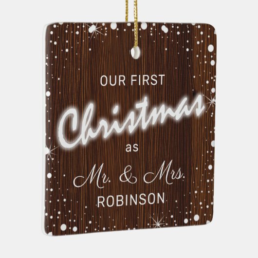 Ons eerste kersthuwelijk | Fotocollage Keramisch Ornament (Rechts)