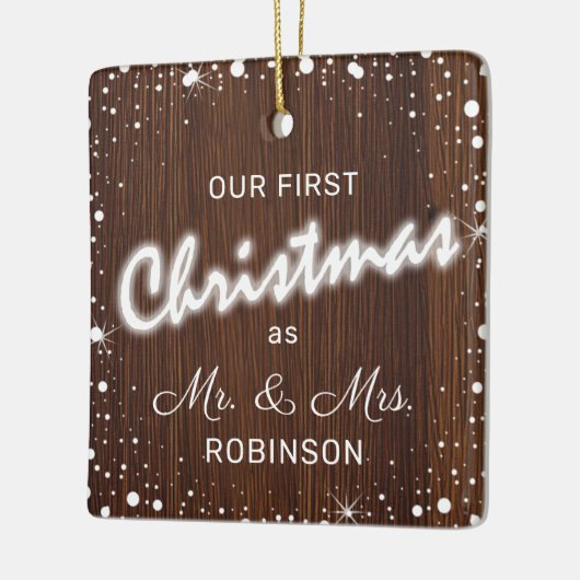 Ons eerste kersthuwelijk | Fotocollage Keramisch Ornament (Links)