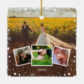 Ons eerste kersthuwelijk | Fotocollage Keramisch Ornament (Achterkant)