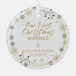 Ons eerste kersthuwelijk glas ornament