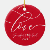 Ons eerste kersthuwelijk Jubileum 1 jaar Keramisch Ornament (Achterkant)