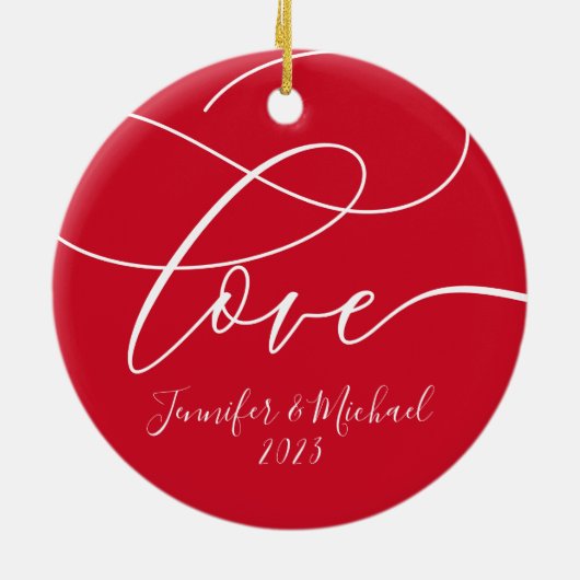 Ons eerste kersthuwelijk Jubileum 1 jaar Keramisch Ornament (Achterkant)