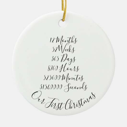 Ons eerste kersthuwelijk Jubileum bruiloft Keramisch Ornament (Voorkant)