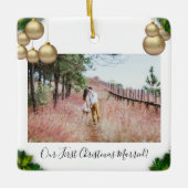 Ons eerste kersthuwelijk keramisch ornament (Voorkant)