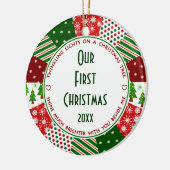 Ons eerste kersthuwelijk keramisch ornament (Links)