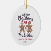 Ons eerste kersthuwelijk keramisch ornament (Rechts)