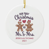 Ons eerste kersthuwelijk keramisch ornament (Voorkant)