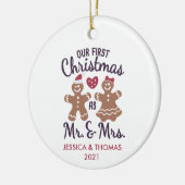 Ons eerste kersthuwelijk keramisch ornament (Links)