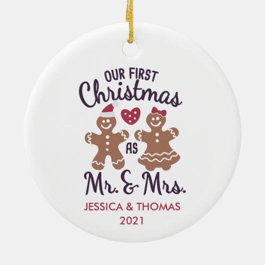Ons eerste kersthuwelijk keramisch ornament (Achterkant)