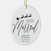 Ons eerste kersthuwelijk keramisch ornament (Rechts)