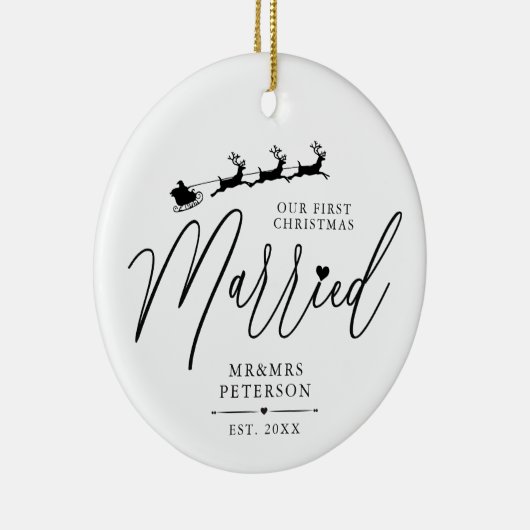 Ons eerste kersthuwelijk keramisch ornament (Rechts)