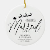 Ons eerste kersthuwelijk keramisch ornament (Voorkant)