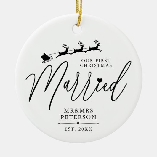 Ons eerste kersthuwelijk keramisch ornament (Voorkant)