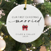 Ons eerste kersthuwelijk keramisch ornament