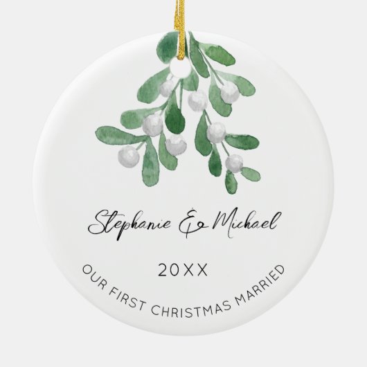 Ons eerste kersthuwelijk keramisch ornament (Achterkant)