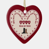 Ons eerste kersthuwelijk land Western Keramisch Ornament (Rechts)