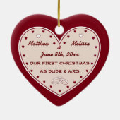 Ons eerste kersthuwelijk land Western Keramisch Ornament (Achterkant)