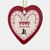 Ons eerste kersthuwelijk land Western Keramisch Ornament (Links)