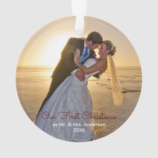 Ons eerste kersthuwelijk met een paar acryl ornament (achterkant)