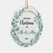 Ons eerste kersthuwelijk met keramische keramische keramisch ornament (Rechts)